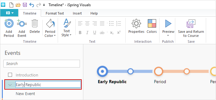 Timeline creation using iSpring Suite software