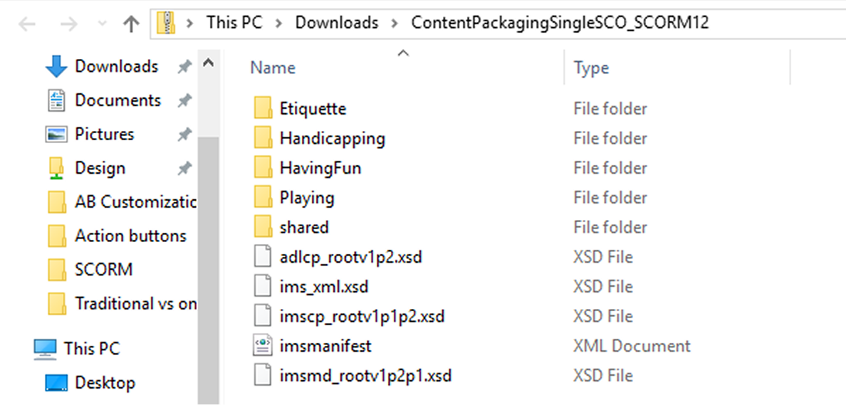 HTML and SCORM files HTML and SCORM files
