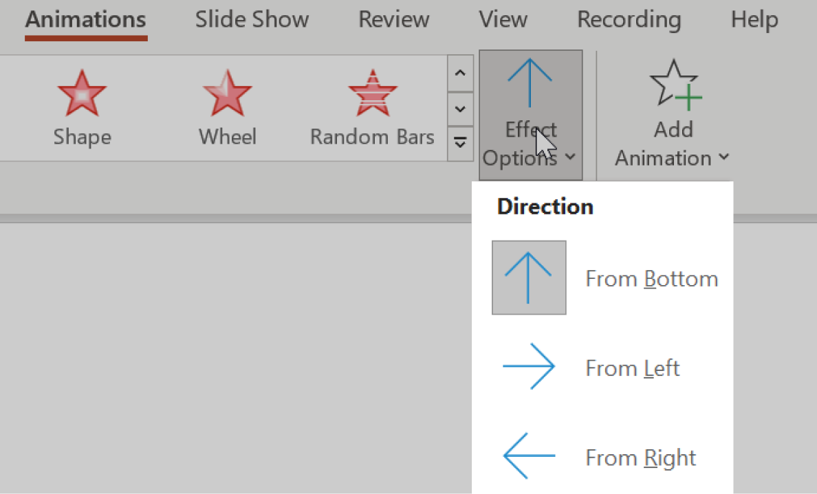 Animation Effect Options in PowerPoint