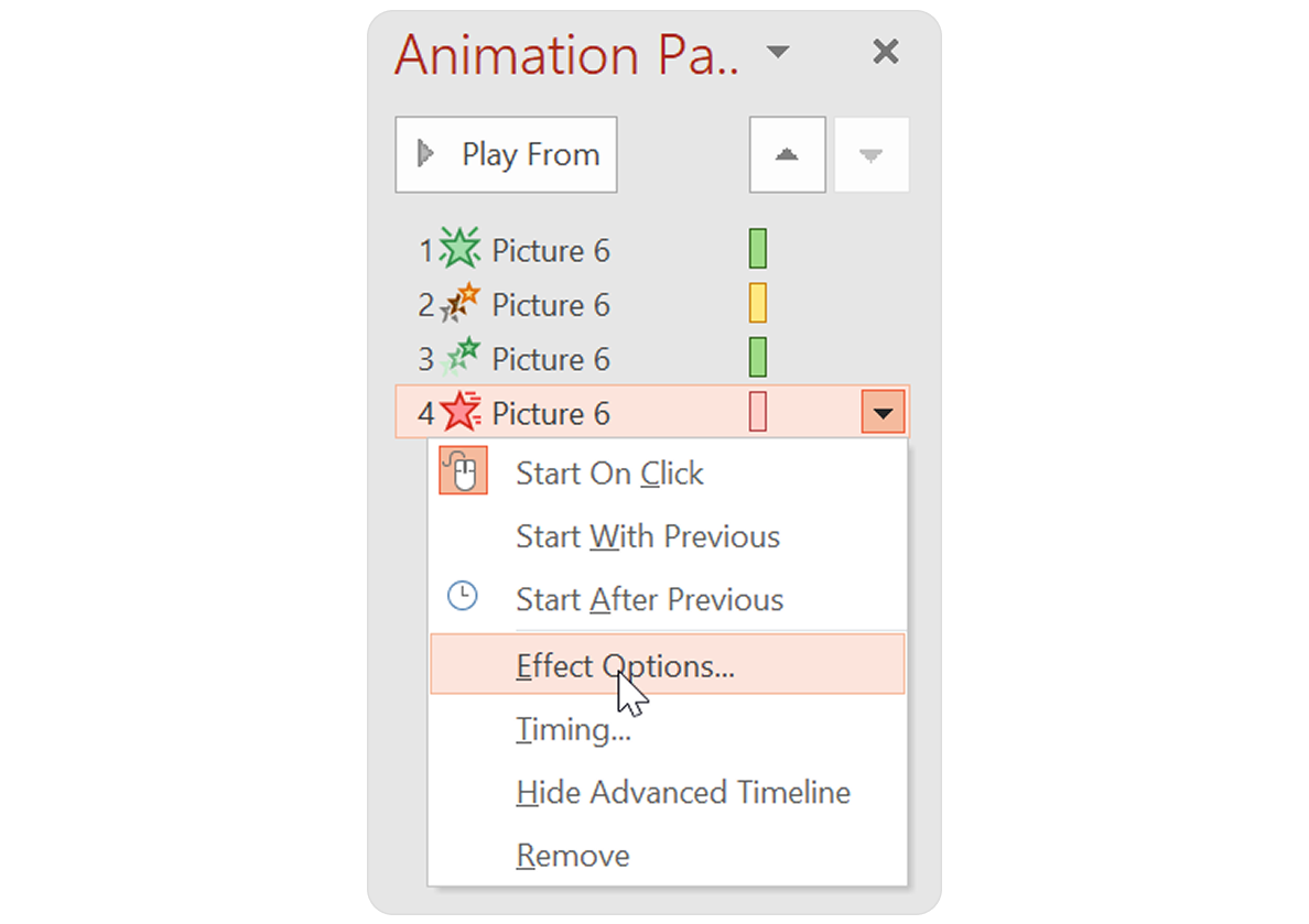 Animation Effect Options in PowerPoint