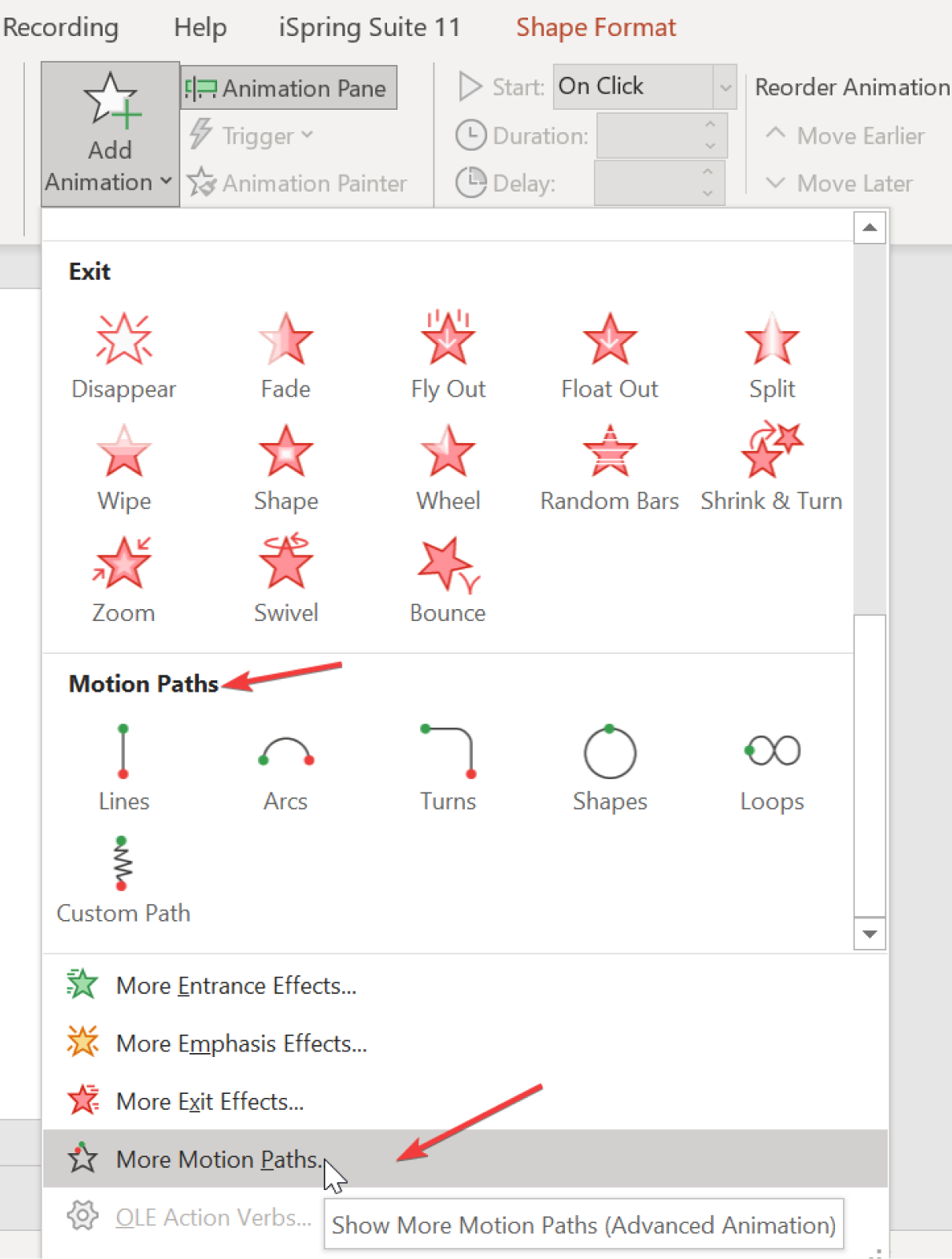 The Motion Paths effects in PowerPoint