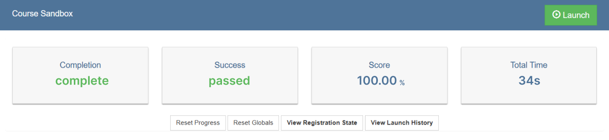 Screen with results in Cloud SCORM Screen with results in Cloud SCORM