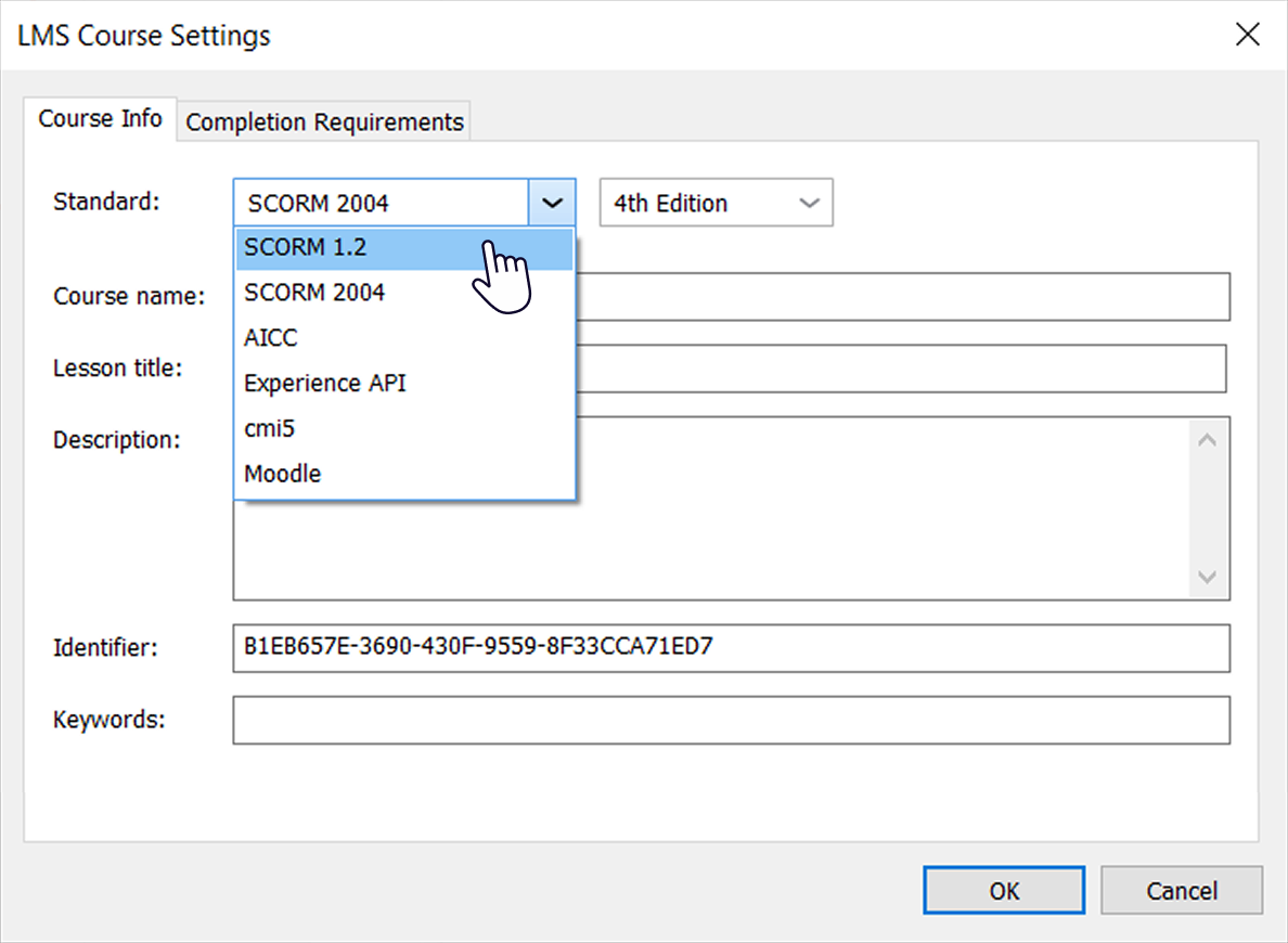 LMS Profile drop-down list LMS Profile drop-down list
