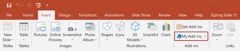 My Add-ins tab in PowerPoint