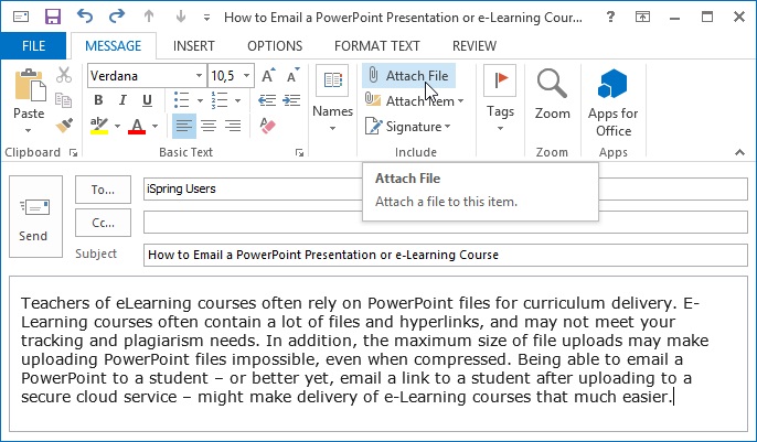 how to send a powerpoint presentation via email
