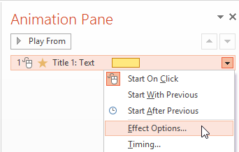 Configure effect options in PowerPoint Picture 4: Configure effect options in PowerPoint