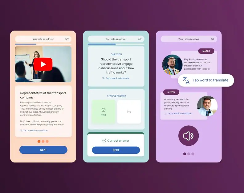 Lingio interface example