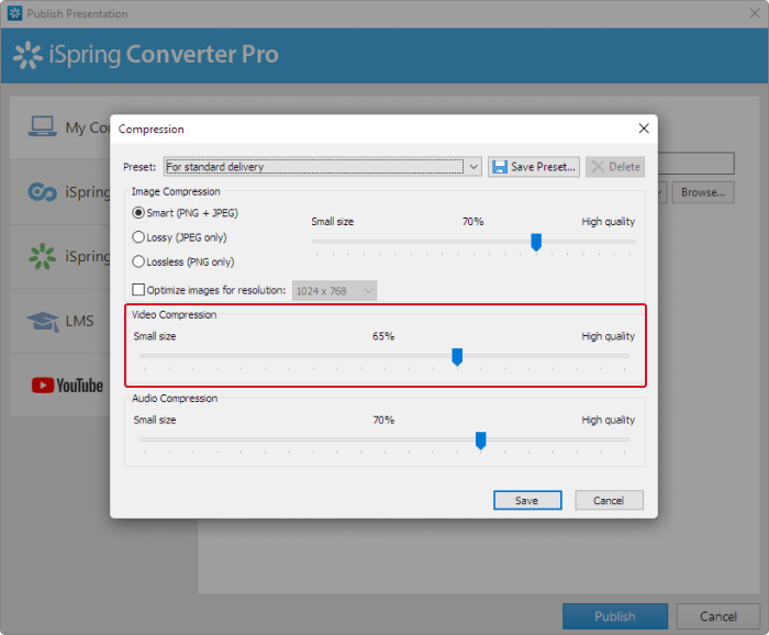 iSpring Converter Pro教程：如何压缩PowerPoint演示文稿