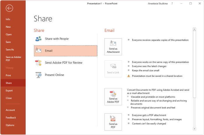 how to convert a powerpoint to video send as email