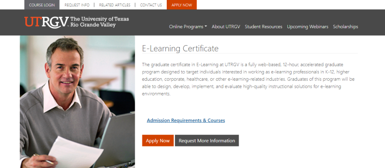 E-Learning Certificate from The University of Texas Rio Grande Valley (UTRGV)