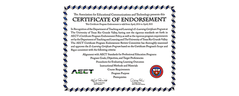 Certificate of endorsement, AECT