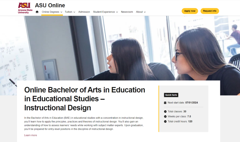 Online Bachelor of Arts in Educational Studies — Instructional Design by Arizona State University