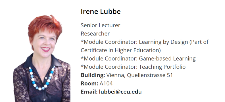 Irene Lubbe, Senior Lecturer
