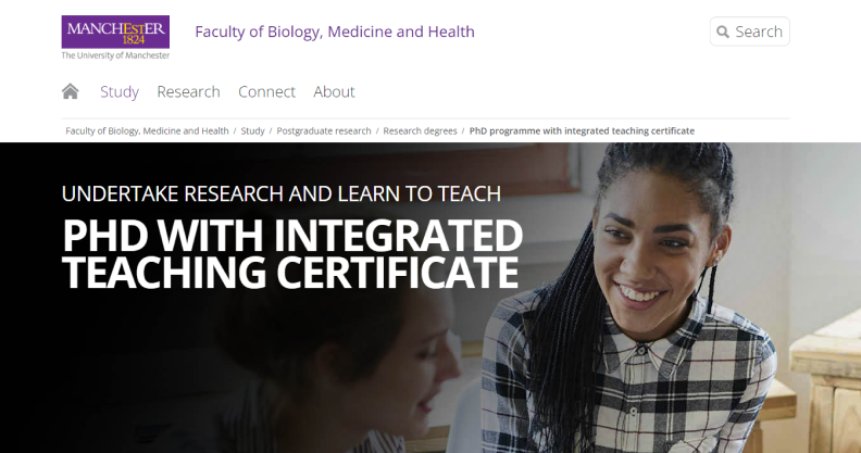 PhD with Integrated Teaching Certificate from The University of Manchester