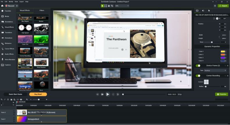 Video presentation software options of Camtasia