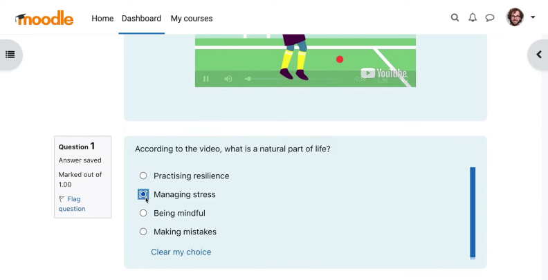 Learner view of courses in Moodle