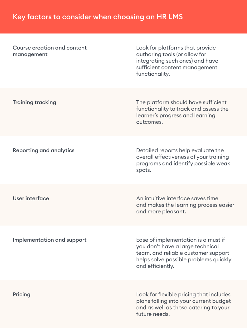 Key factors to consider when choosing an HR LMS 