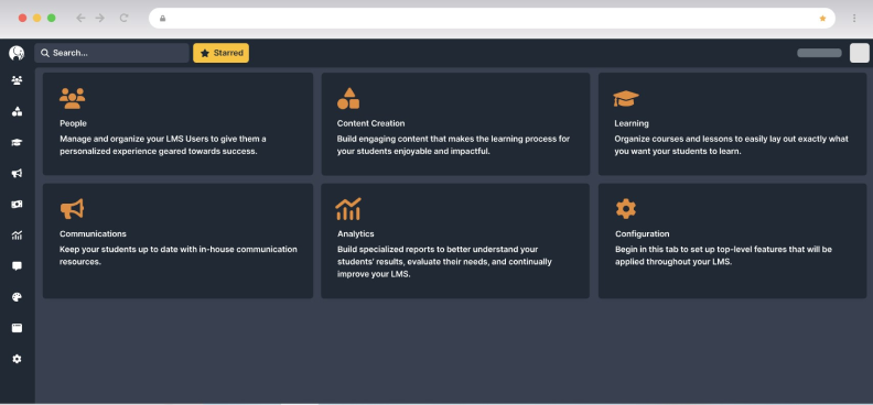 The Tovuti LMS dashboard 