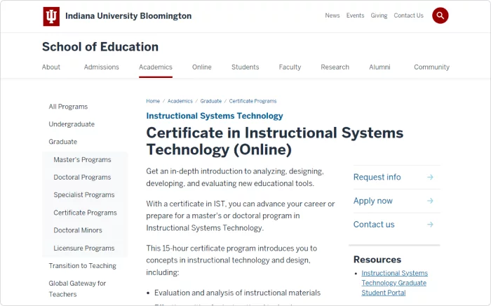 Instructional Systems Technology Certificate Program by Indiana University Bloomington