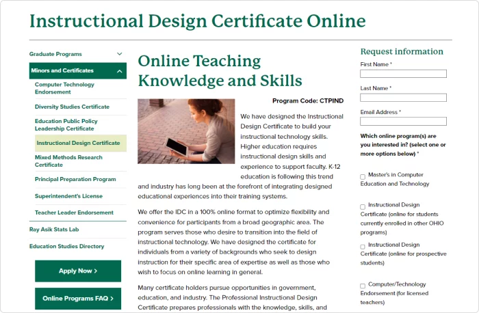 Instructional Design Certificate by OHIO University