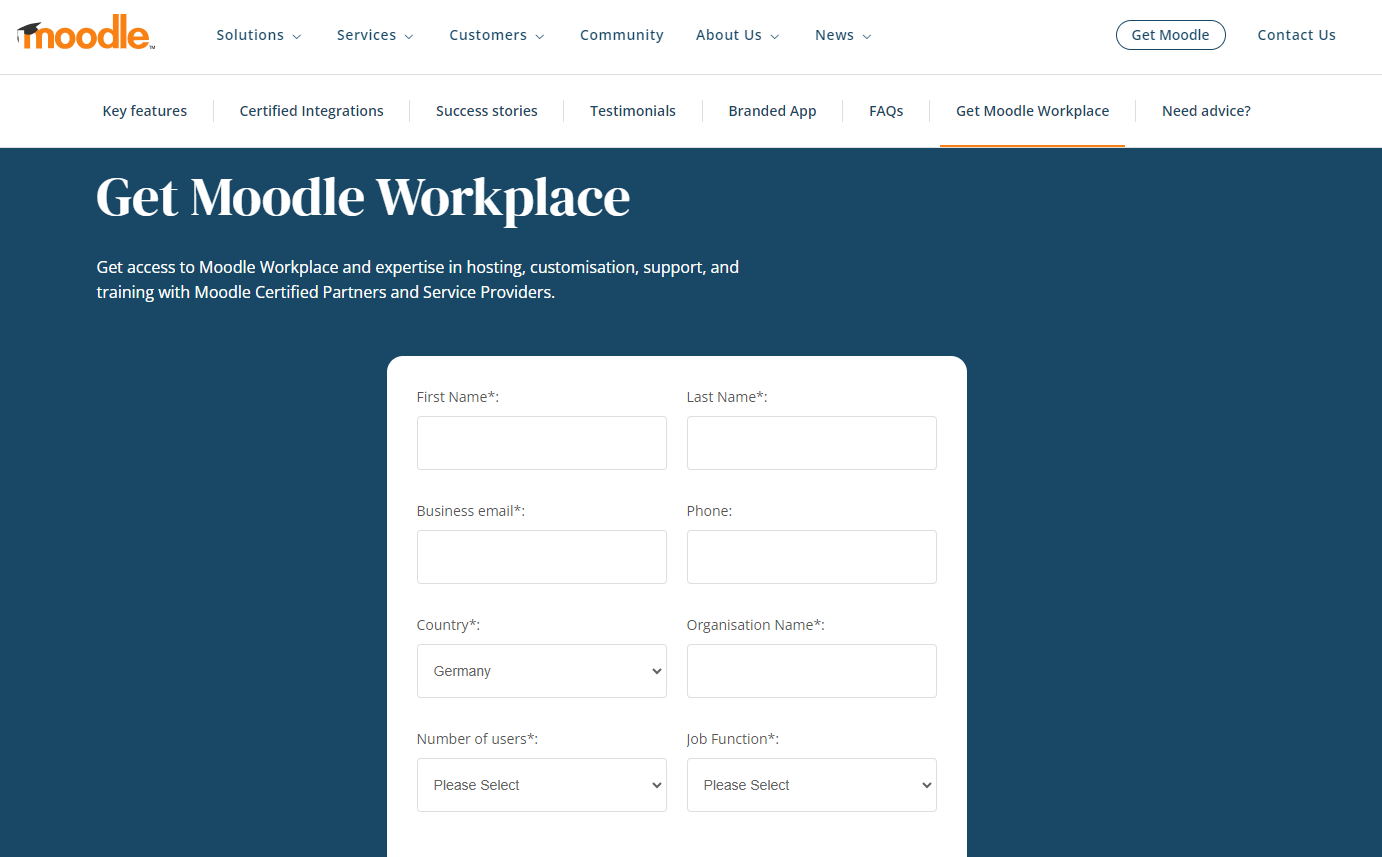 Moodle Workplace demo request