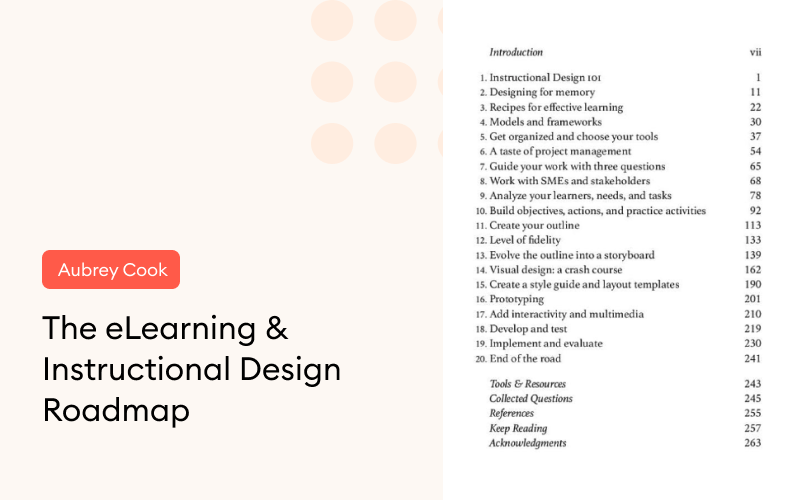 Table of contents of The eLearning & Instructional Design Roadmap, by Aubrey Cook