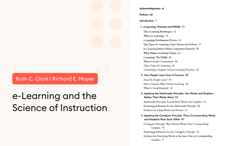 Screenshot of the table of contents of e-Learning and the Science of Instruction: Proven Guidelines for Consumers and Designers of Multimedia Learning