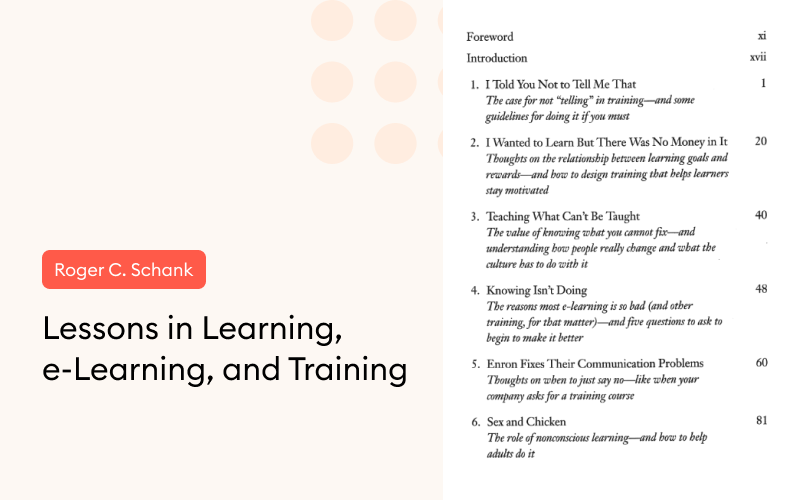 The Table of Contents of Lessons in Learning, E-Learning, and Training