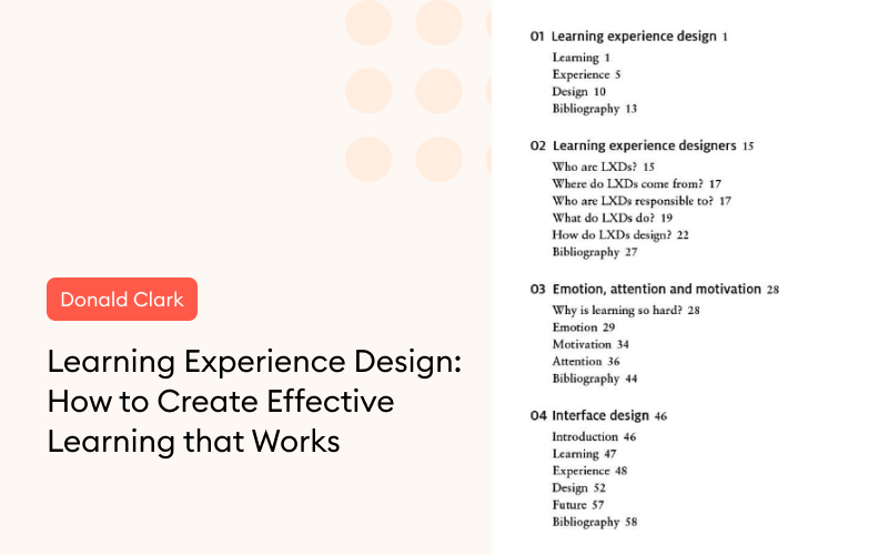 A portion of the Table of Contents of Learning Experience Design