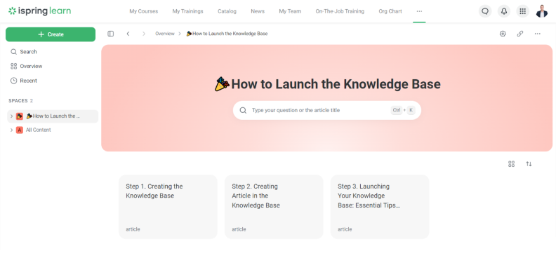 iSpring Learn Knowledge Base creation guidelines