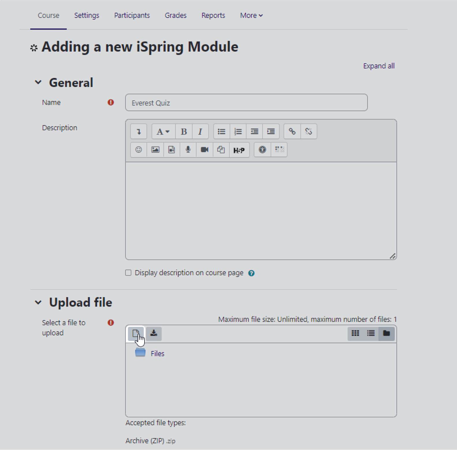 Adding a new iSpring Module