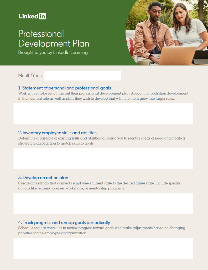 LinkedIn. Professional development plan template