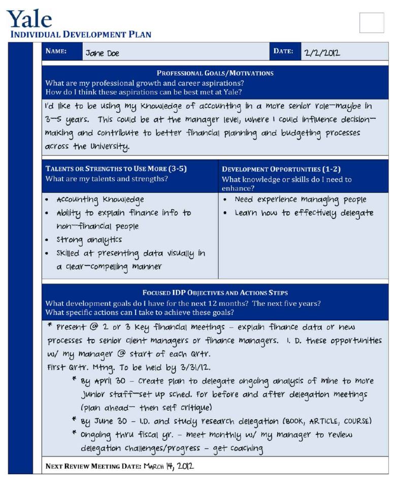 Yale University Individual Development Planning