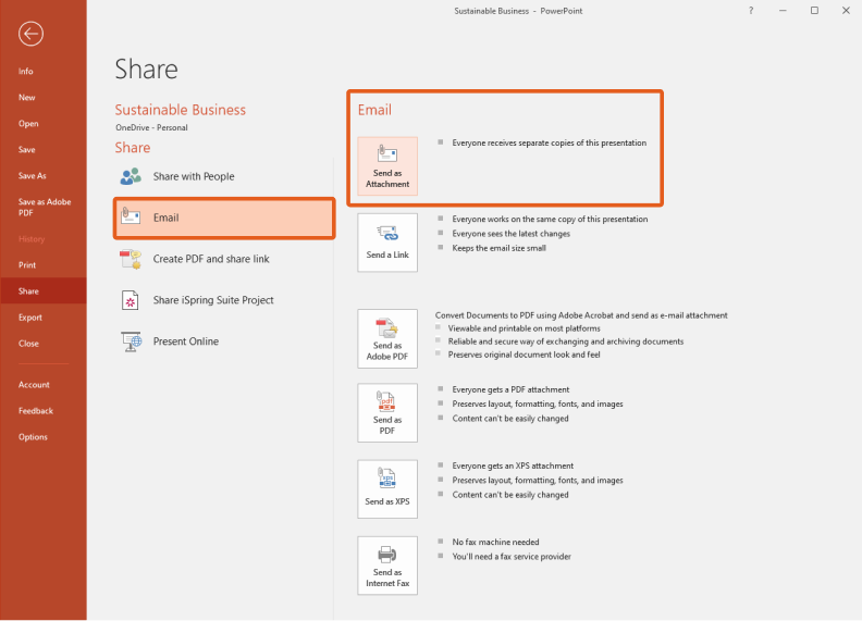 How to email a presentation