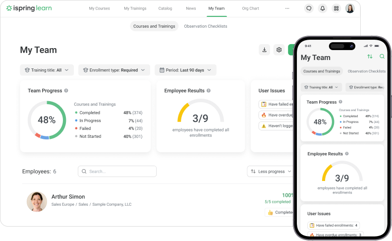 iSpring Learn LMS interface