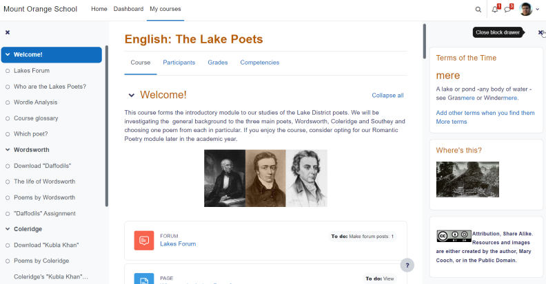 Moodle LMS interface