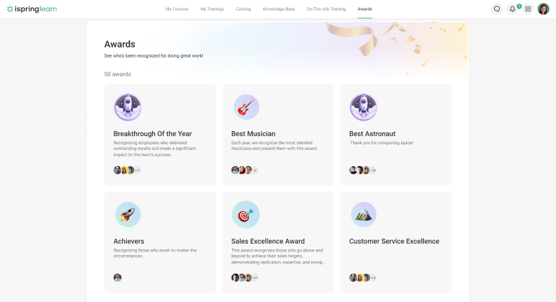 New Awards Page in iSpring Learn