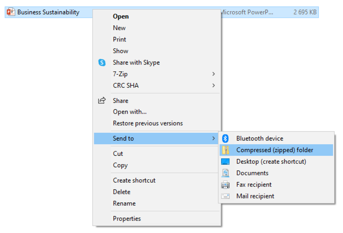 Compressing PowerPoint Files as a ZIP file