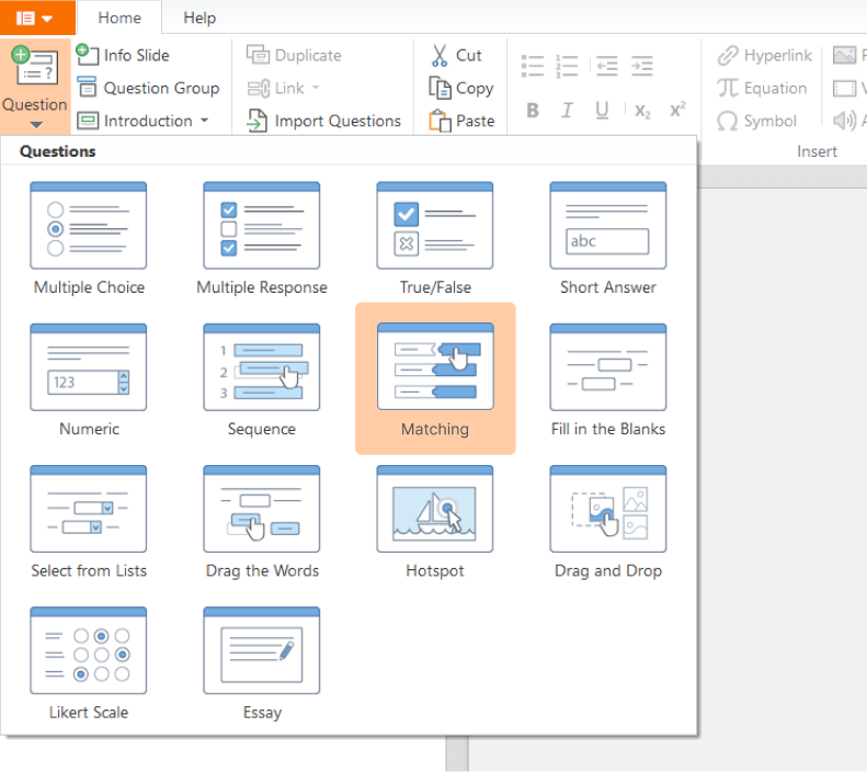 Creating a matching quiz in iSpring QuizMaker