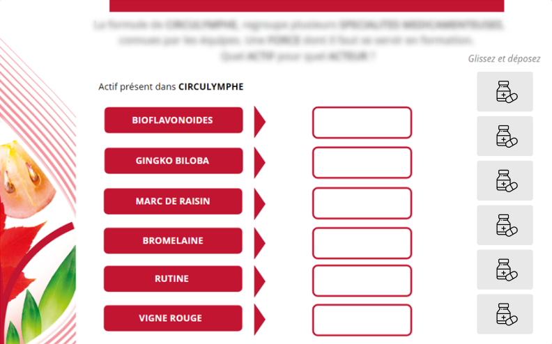 Example of an interactive quiz for product sales training