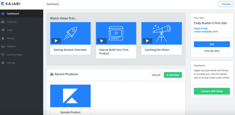 Kajabi platform interface