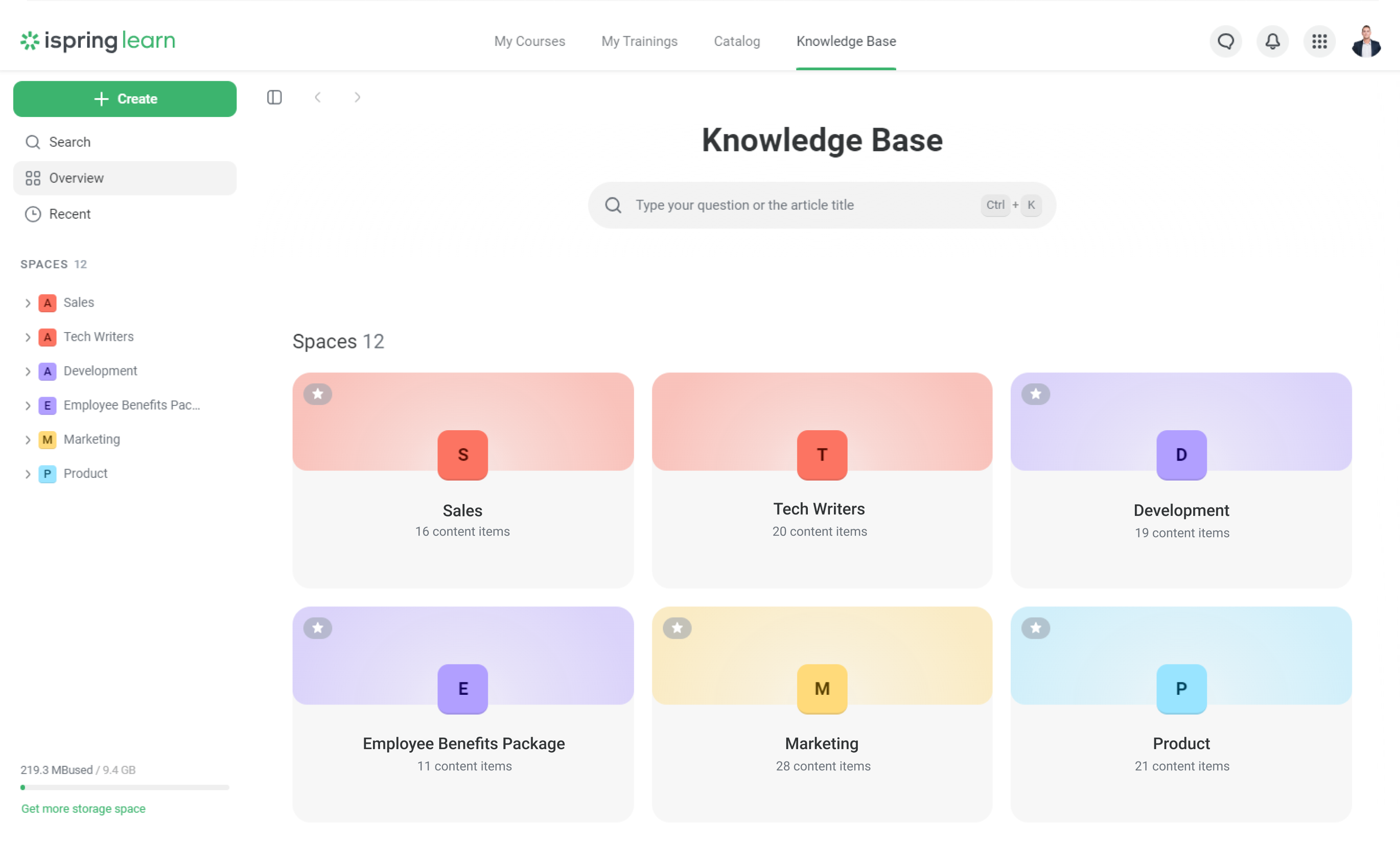 Knowledge base in iSpring Learn