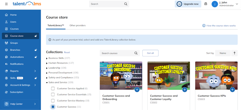 TalentLMS course library