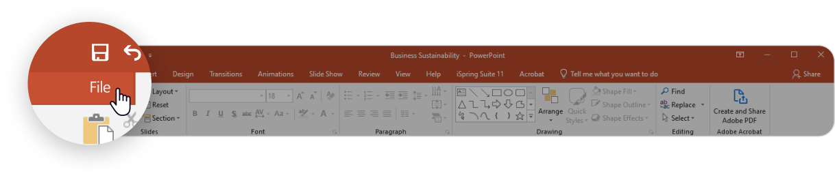 The file tab in PowerPoint