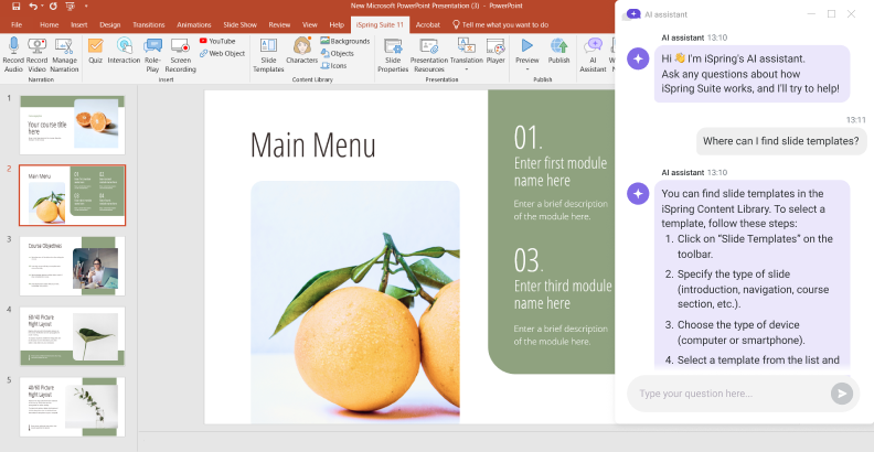 New AI assistant in iSpring Suite