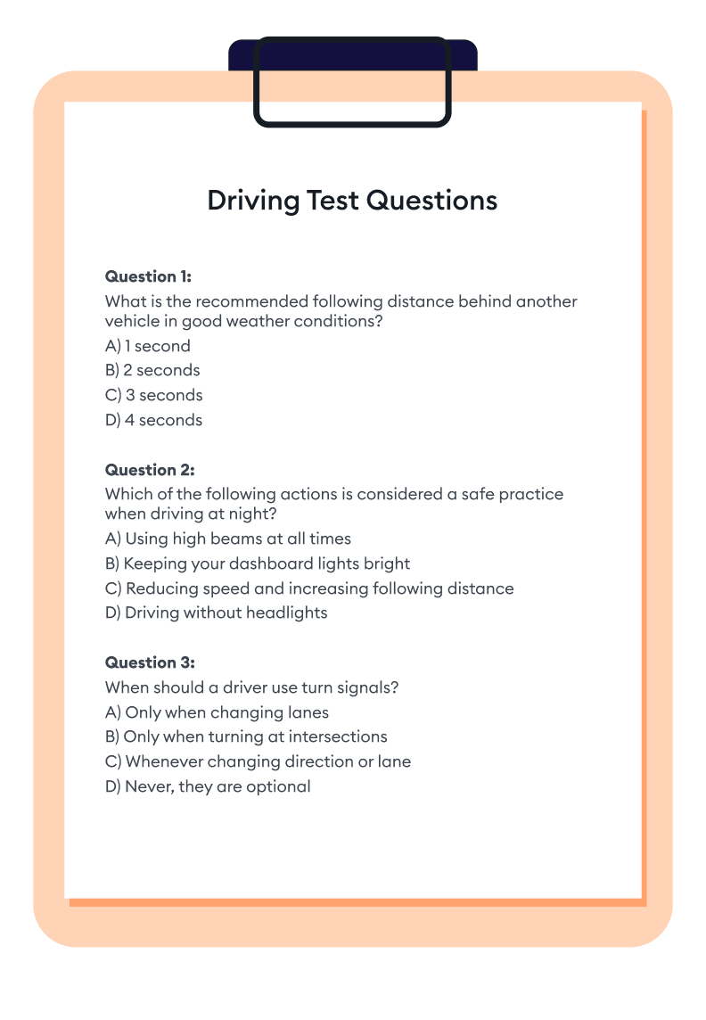 An example of test questions