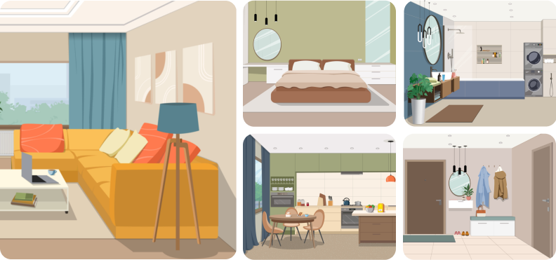 New illustrated backgrounds — Apartment