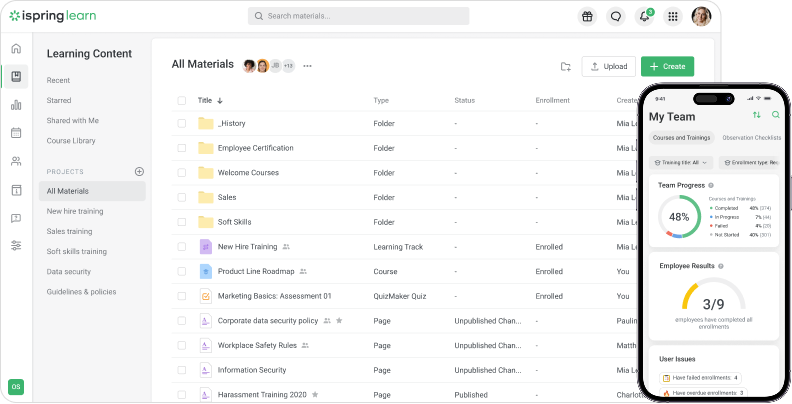 Admin portal in the iSpring Learn LMS