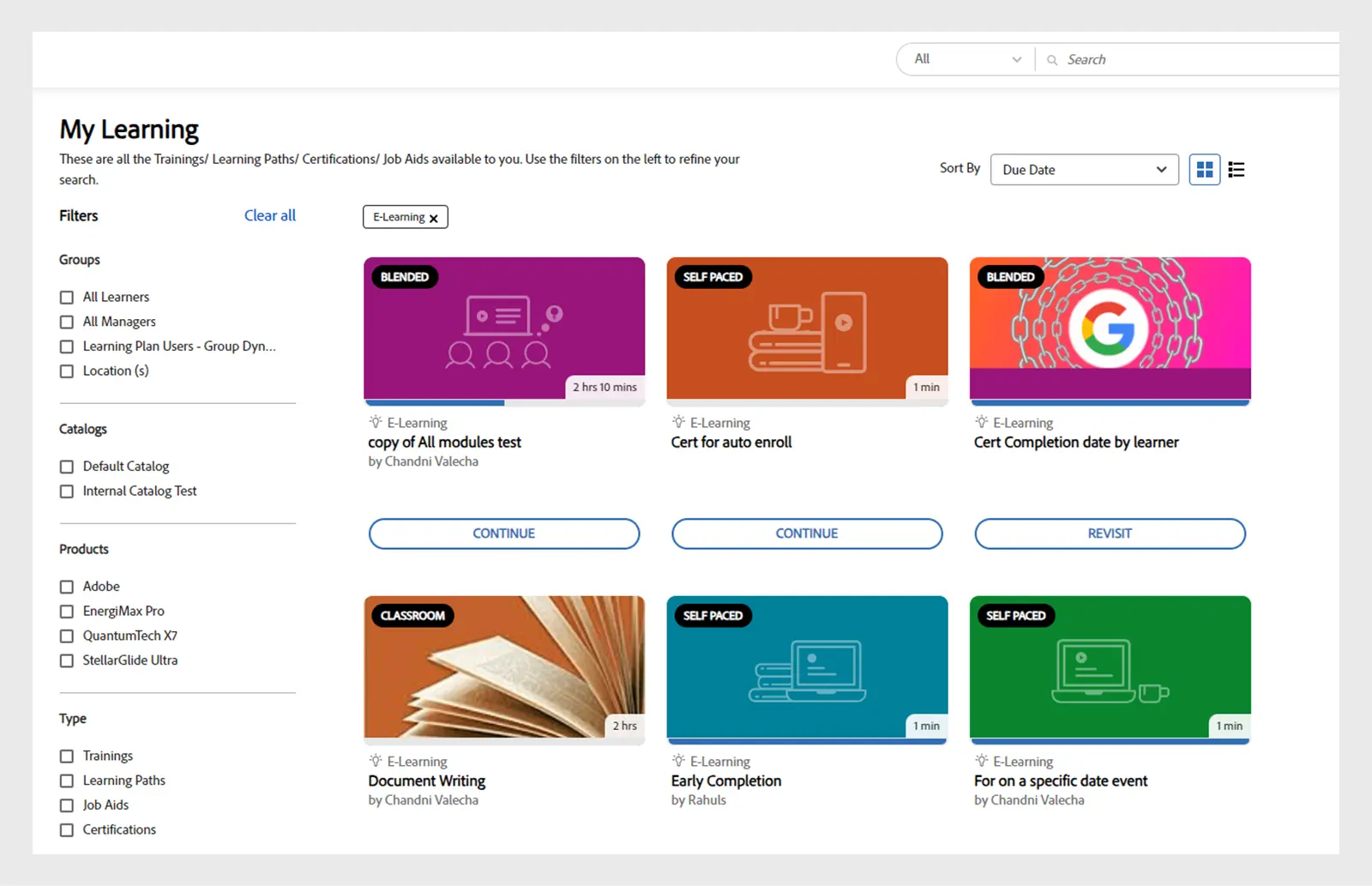 Adobe Learning Manager Adobe Learning Manager learning catalog