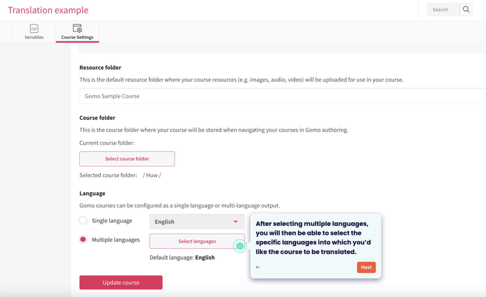 Gomo Learning interface Gomo Learning interface